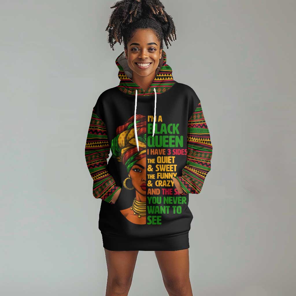 Three Sides Of Me Hoodie Dress African Women Black Queen