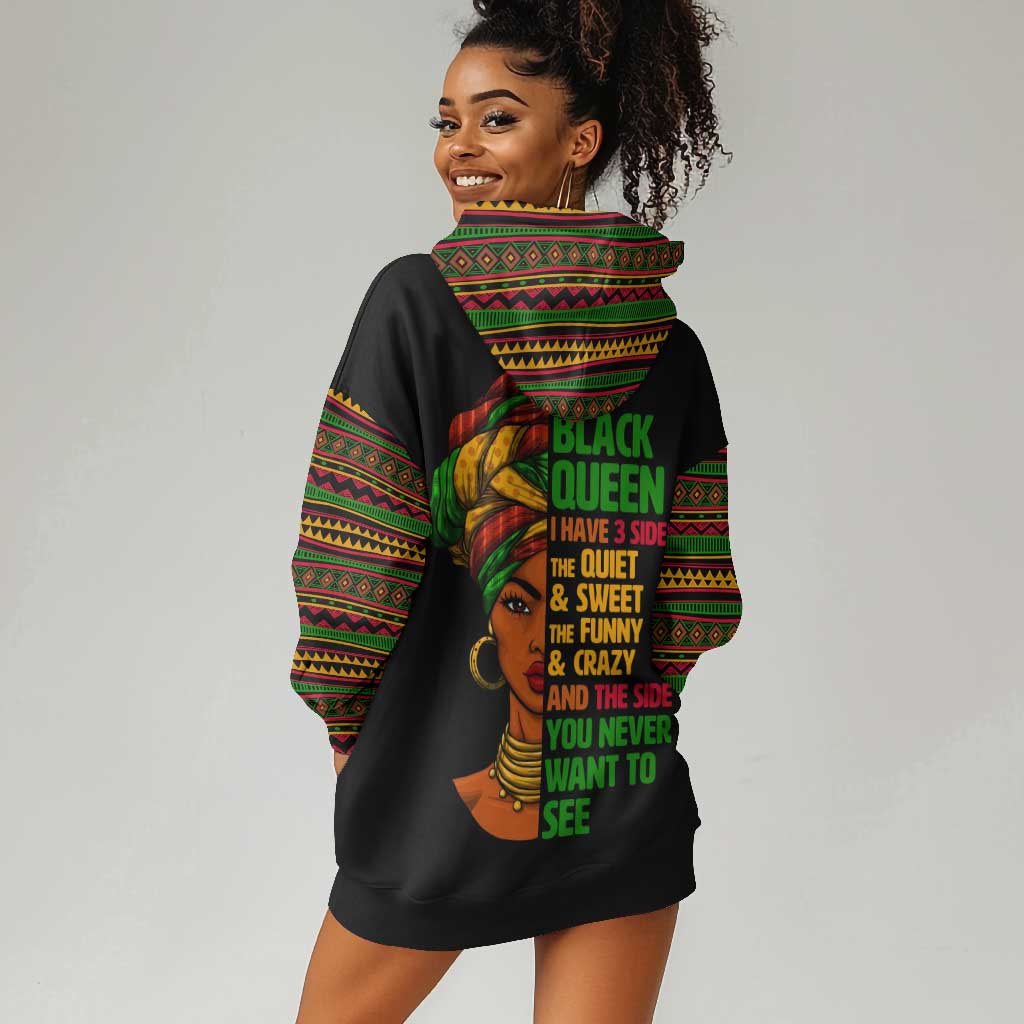 Three Sides Of Me Hoodie Dress African Women Black Queen