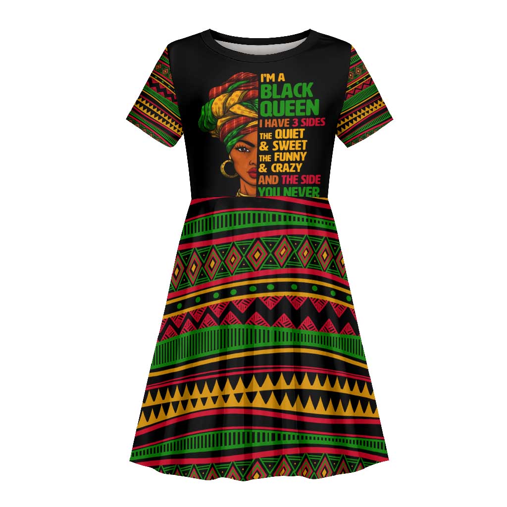 Three Sides Of Me Kid Short Sleeve Dress African Women Black Queen