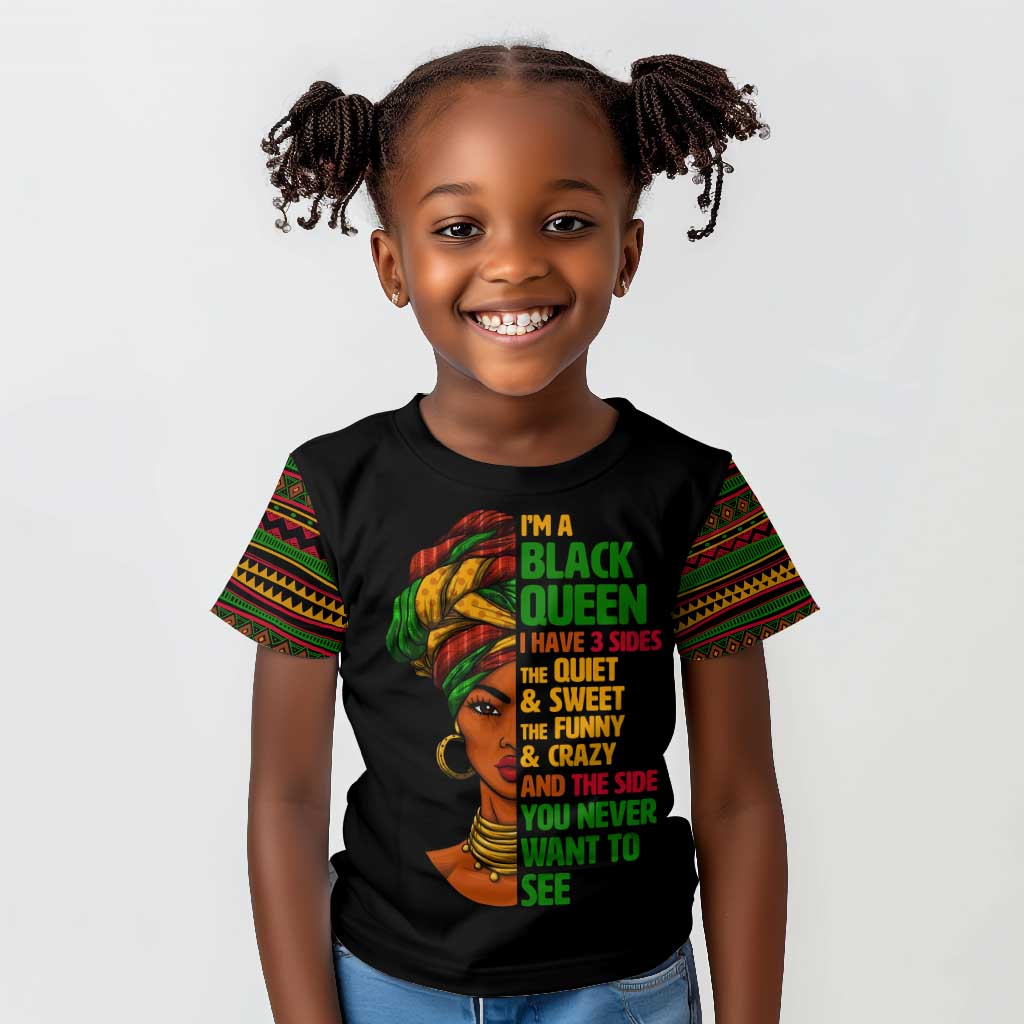 Three Sides Of Me Kid T shirt African Women Black Queen