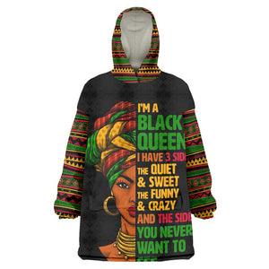 Three Sides Of Me KId Wearable Blanket Hoodie African Women Black Queen