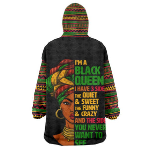 Three Sides Of Me KId Wearable Blanket Hoodie African Women Black Queen