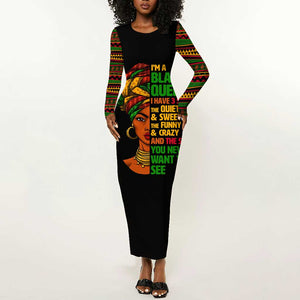 Three Sides Of Me Long Sleeve Bodycon Dress African Women Black Queen