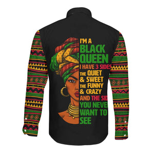 Three Sides Of Me Long Sleeve Button Shirt African Women Black Queen