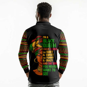 Three Sides Of Me Long Sleeve Polo Shirt African Women Black Queen