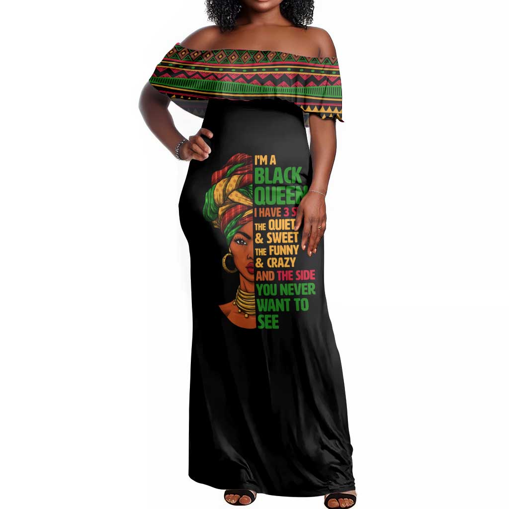 Three Sides Of Me Off Shoulder Maxi Dress African Women Black Queen