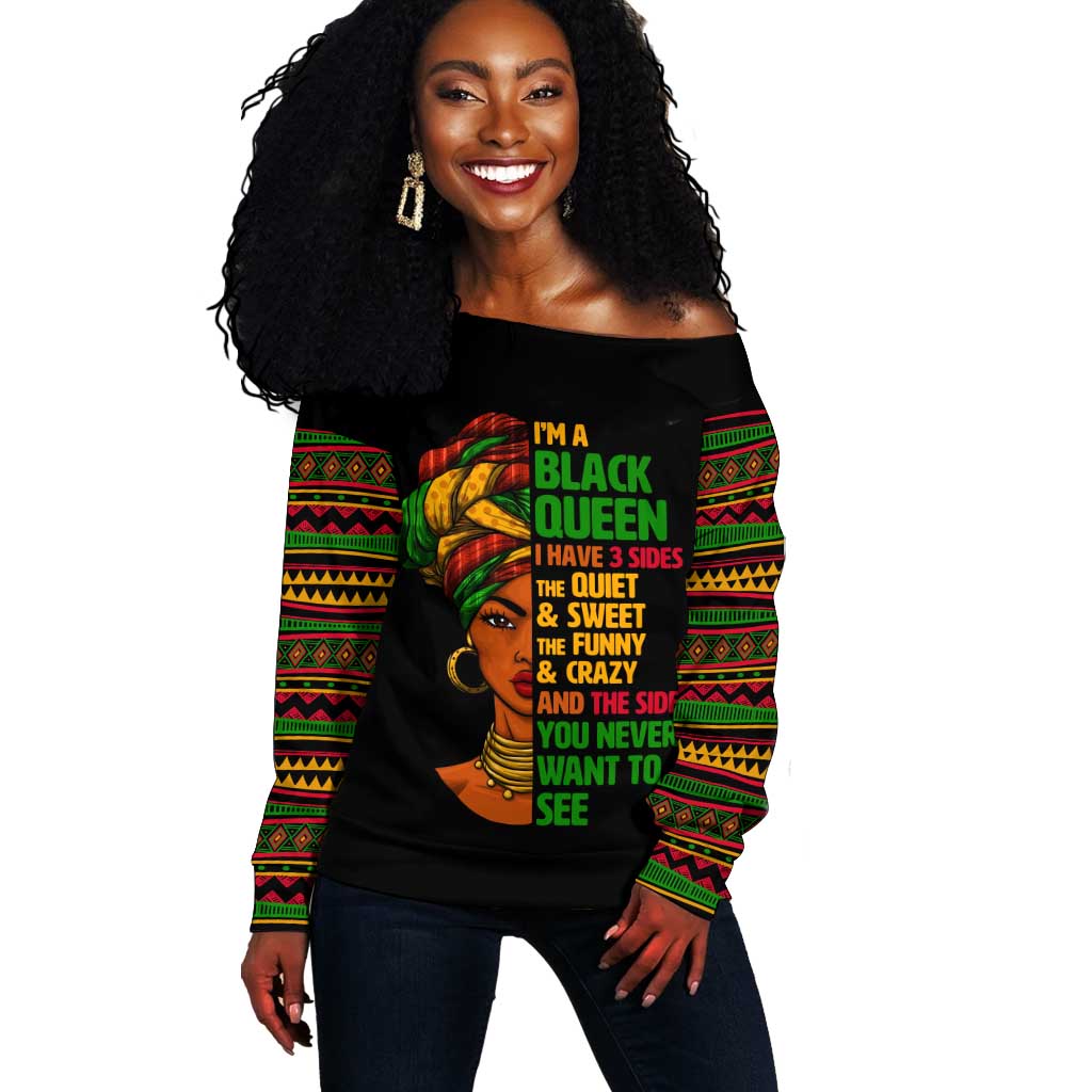 Three Sides Of Me Off Shoulder Sweater African Women Black Queen