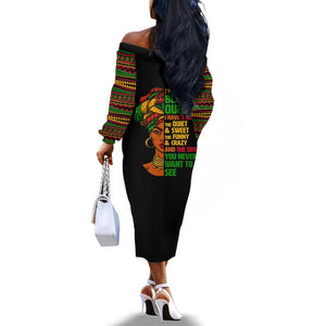 Three Sides Of Me Off The Shoulder Long Sleeve Dress African Women Black Queen