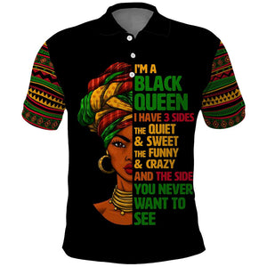 Three Sides Of Me Polo Shirt African Women Black Queen