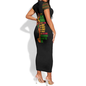 Three Sides Of Me Short Sleeve Bodycon Dress African Women Black Queen