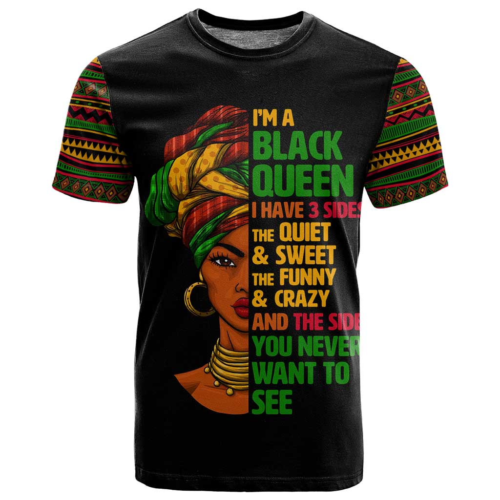 Three Sides Of Me T shirt African Women Black Queen