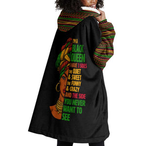 Three Sides Of Me Wearable Blanket Hoodie African Women Black Queen