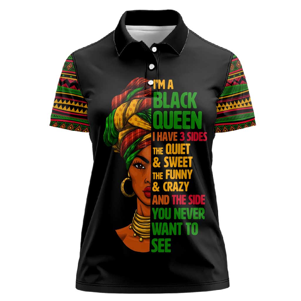 Three Sides Of Me Women Polo Shirt African Women Black Queen