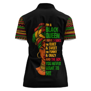 Three Sides Of Me Women Polo Shirt African Women Black Queen