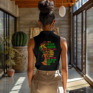 Three Sides Of Me Women Sleeveless Polo Shirt African Women Black Queen