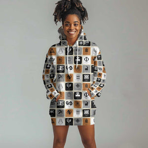 Adinkra Symbols Fashion Hoodie Dress