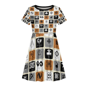 Adinkra Symbols Fashion Kid Short Sleeve Dress