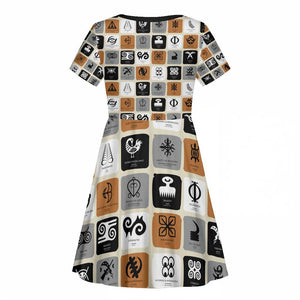 Adinkra Symbols Fashion Kid Short Sleeve Dress