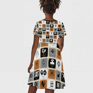 Adinkra Symbols Fashion Kid Short Sleeve Dress