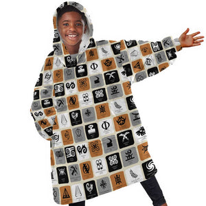 Adinkra Symbols Fashion KId Wearable Blanket Hoodie