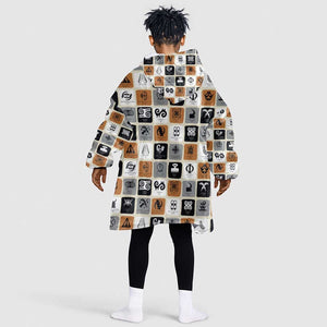 Adinkra Symbols Fashion KId Wearable Blanket Hoodie