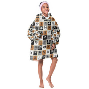 Adinkra Symbols Fashion KId Wearable Blanket Hoodie