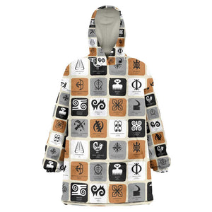 Adinkra Symbols Fashion KId Wearable Blanket Hoodie