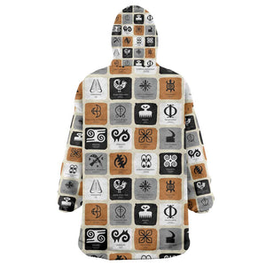 Adinkra Symbols Fashion KId Wearable Blanket Hoodie