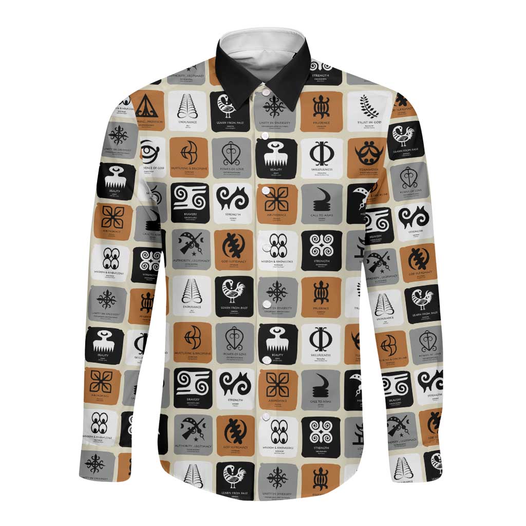 Adinkra Symbols Fashion Long Sleeve Button Shirt