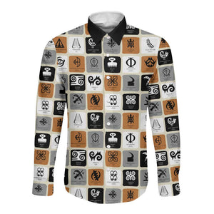 Adinkra Symbols Fashion Long Sleeve Button Shirt