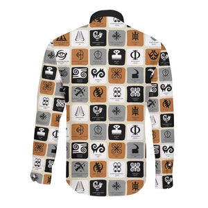 Adinkra Symbols Fashion Long Sleeve Button Shirt