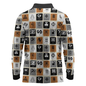 Adinkra Symbols Fashion Long Sleeve Polo Shirt