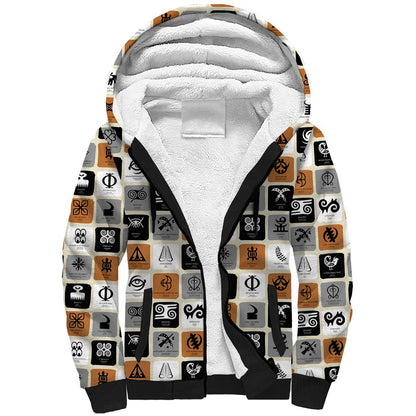 Adinkra Symbols Fashion Sherpa Hoodie