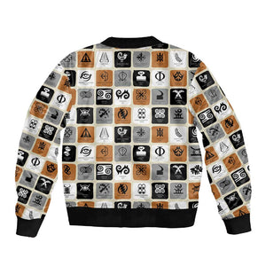 Adinkra Symbols Fashion Sleeve Zip Bomber Jacket