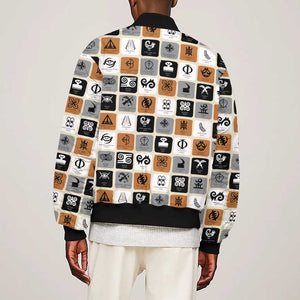 Adinkra Symbols Fashion Sleeve Zip Bomber Jacket