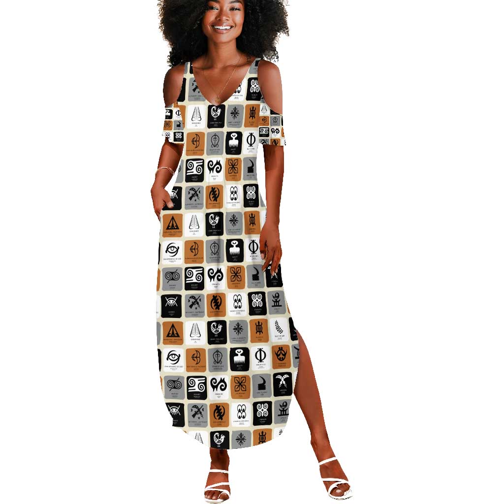 Adinkra Symbols Fashion Summer Maxi Dress