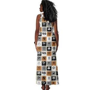 Adinkra Symbols Fashion Tank Maxi Dress