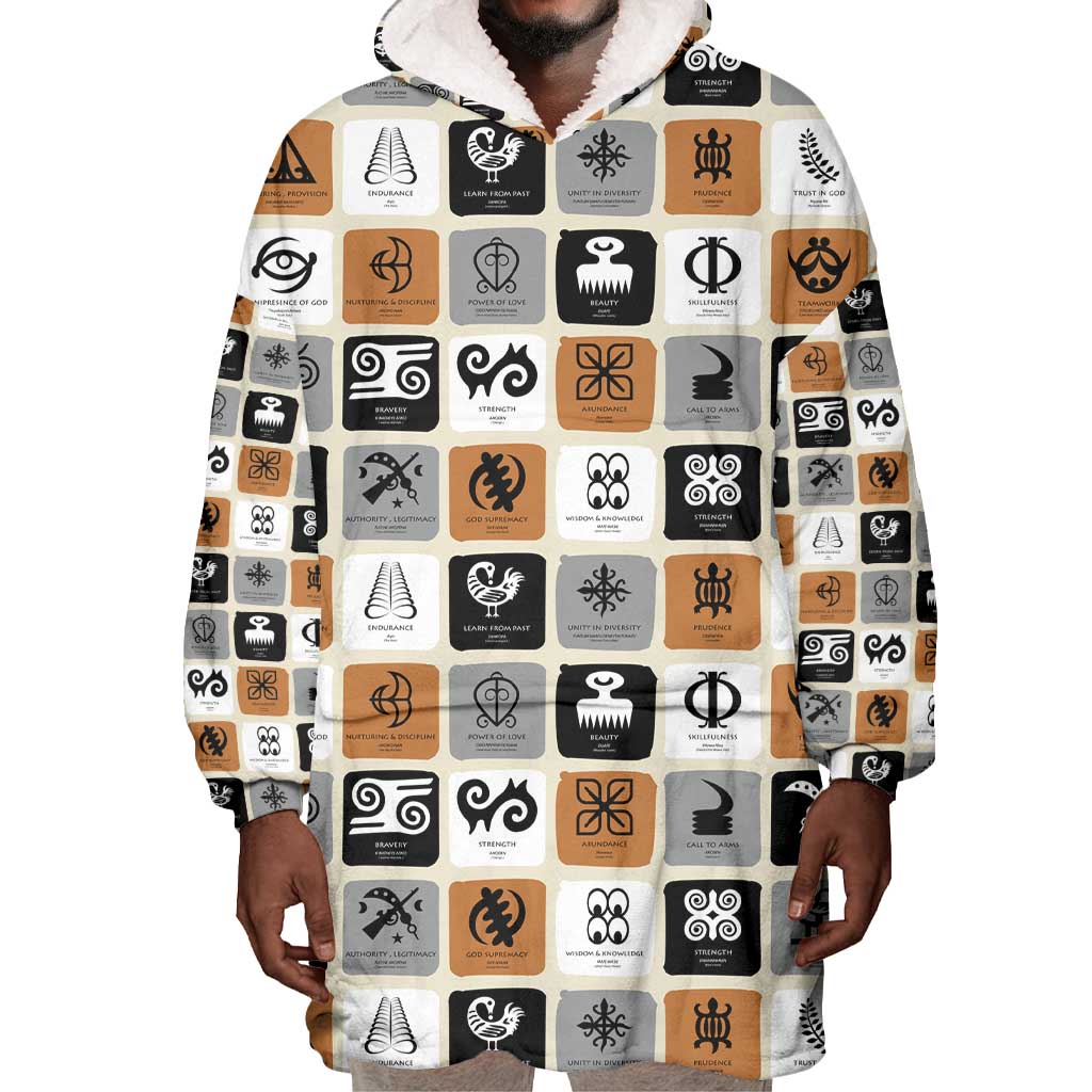 Adinkra Symbols Fashion Wearable Blanket Hoodie