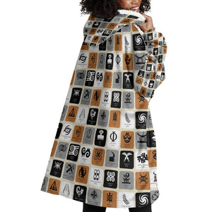 Adinkra Symbols Fashion Wearable Blanket Hoodie