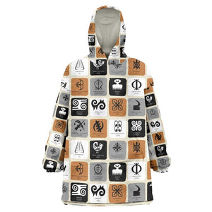 Adinkra Symbols Fashion Wearable Blanket Hoodie