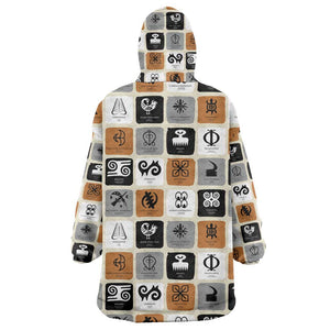 Adinkra Symbols Fashion Wearable Blanket Hoodie