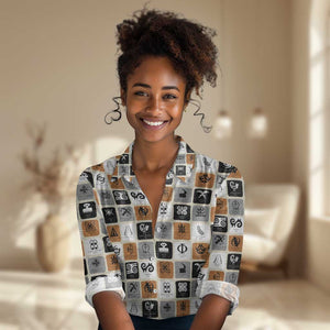 Adinkra Symbols Fashion Women Casual Shirt