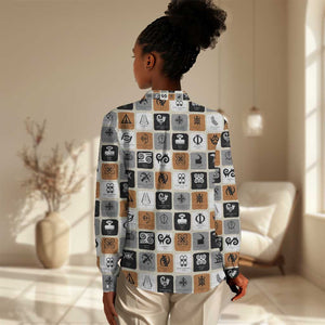 Adinkra Symbols Fashion Women Casual Shirt