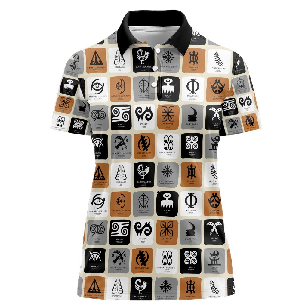 Adinkra Symbols Fashion Women Polo Shirt