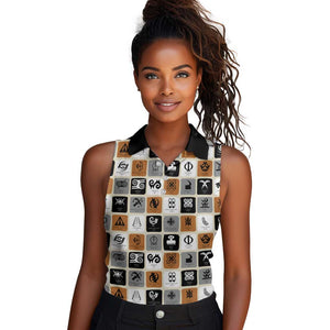 Adinkra Symbols Fashion Women Sleeveless Polo Shirt