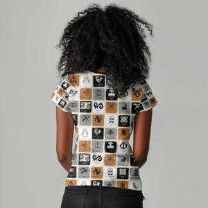 Adinkra Symbols Fashion Women V-Neck T-Shirt