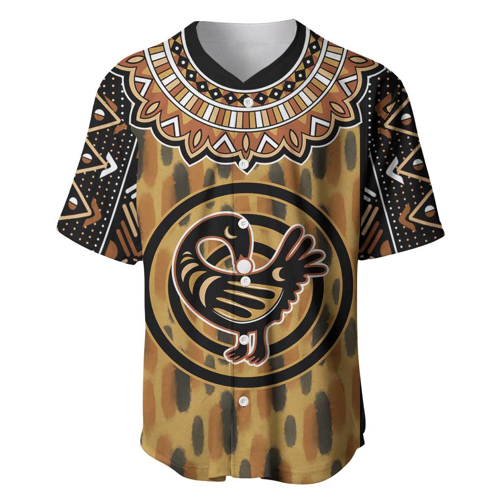 Printed Mud Cloth and Adinkra Symbol Baseball Jersey