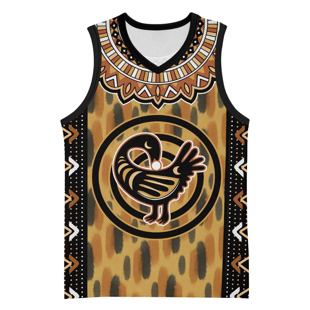 Printed Mud Cloth and Adinkra Symbol Basketball Jersey DT02