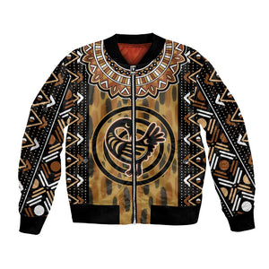 Printed Mud Cloth and Adinkra Symbol Bomber Jacket