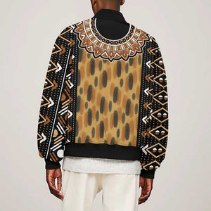 Printed Mud Cloth and Adinkra Symbol Bomber Jacket